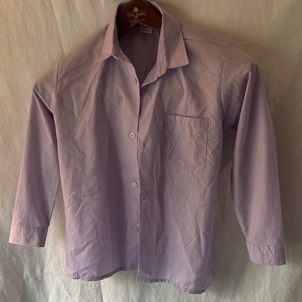 Rafael Lavender Purple Button Down Shirt Size 10 Kids Vintage Dressy Easter
